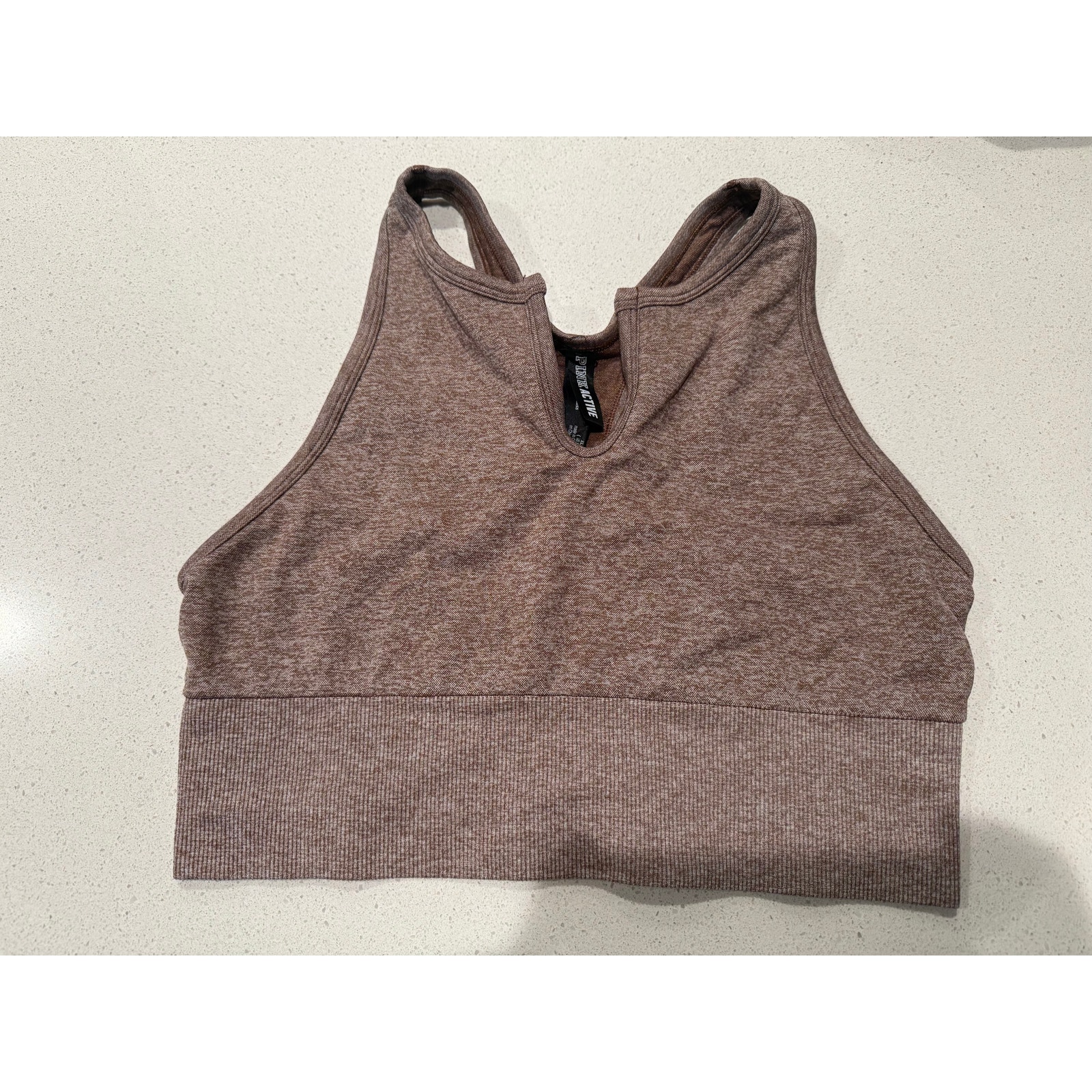Vs Pink Seamless Split Neck Sports Bra In Brown Xl